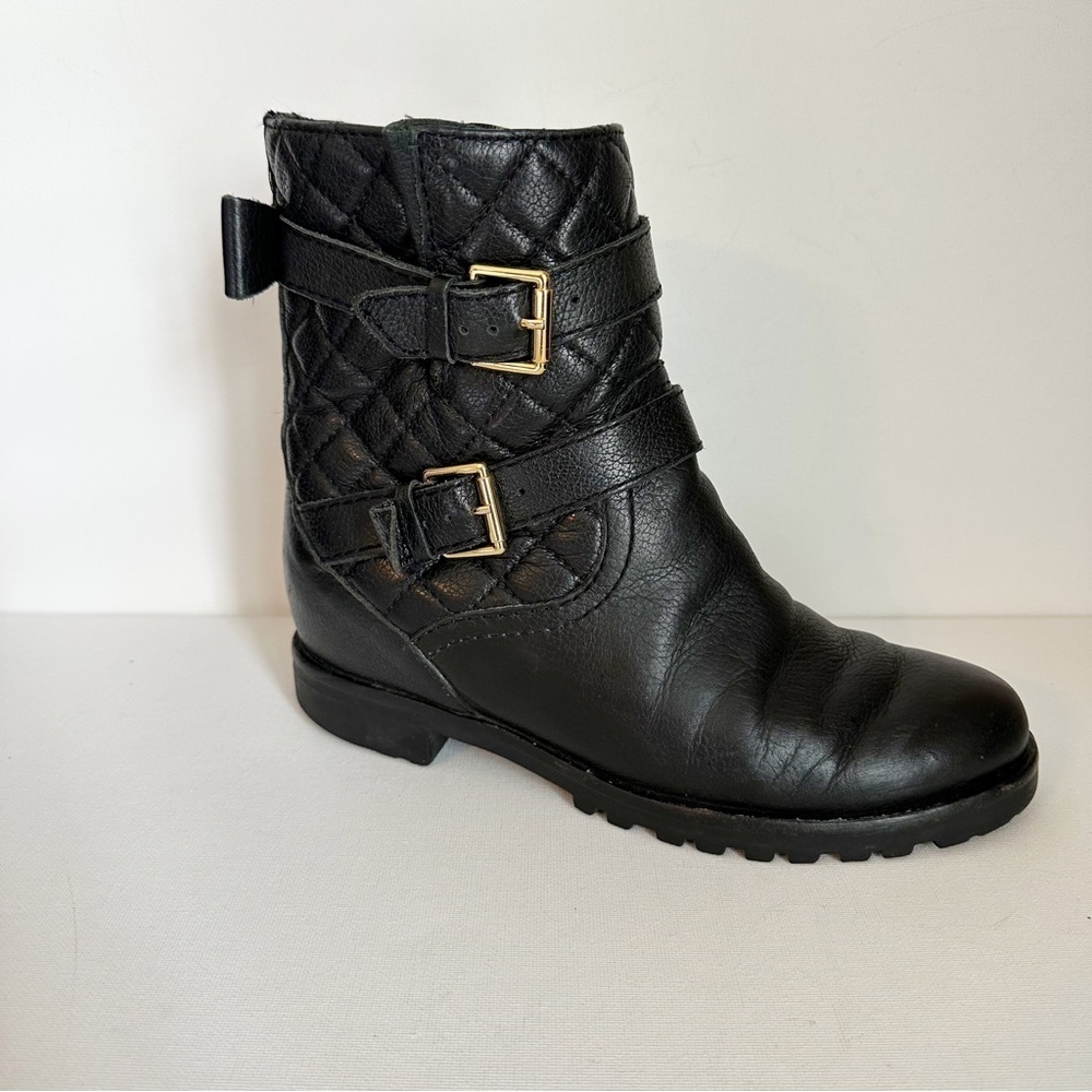 Kate Spade Quilted Samara Moto Chunky Black Ankle Boots - Size 6.5